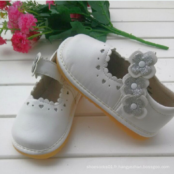 Sliver Flower White Children Chaussures fille Chaussures douces